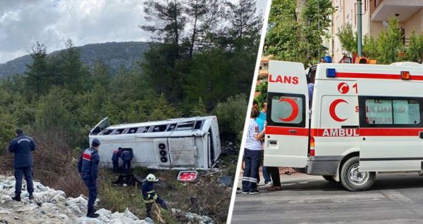 Автобус с туристами перевернулся в Анталии
